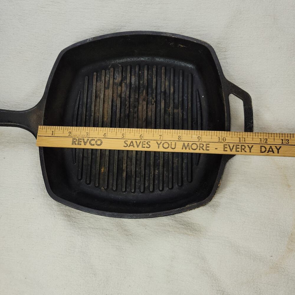 Lodge Pan Cast Iron Square Grill Pans 10 1/2” & Handle USA 289X Kitchen L8SGP - Picture 4 of 15